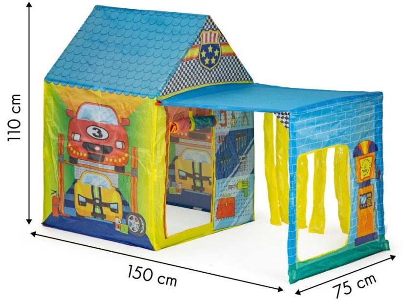 Gyereksátor autóműhely motívummal