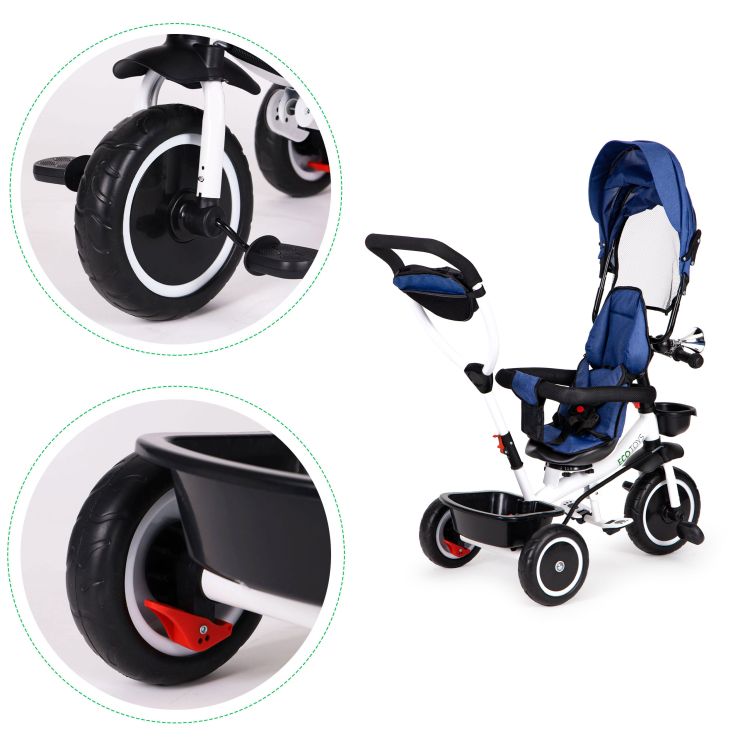 Tricikel, otroški voziček v modri barvi ECOTOYS
