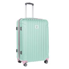 Großer grüner Reisekoffer mit rosa Details