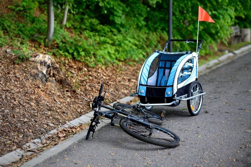 2-miestny príves za bicykel s tlmičom + JOGGER modrý