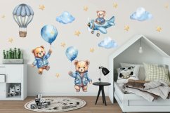 Fali matrica fiú gyerekszobába - mackó