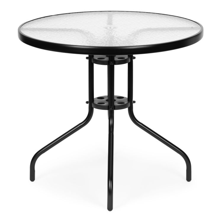 Okrúhly záhradný stôl 80 cm sklenený
