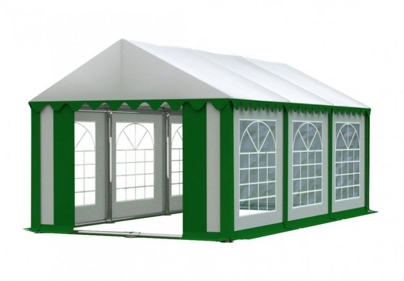 Kiváló minőségű zöld-fehér party sátor fehér tetővel