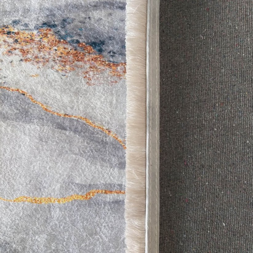 Сив противохлъзгащ килим с шарка