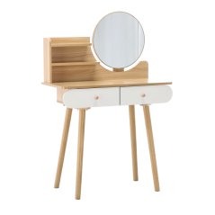 Kosmetický toaletní stolek se zrcadlem a dřevěnými zásuvkami