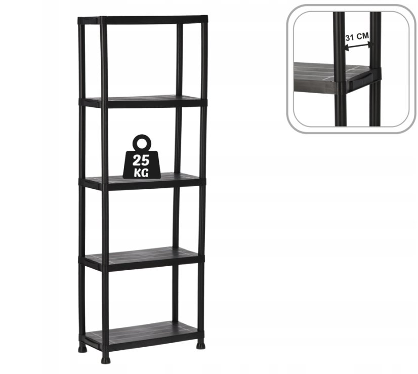 Plastový regál do pivnice a špajze s 5 policami 171 x 61 x 60 cm