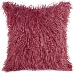 Калъфка за възглавница в цвят бордо с дълъг косъм 45 x 45 cm