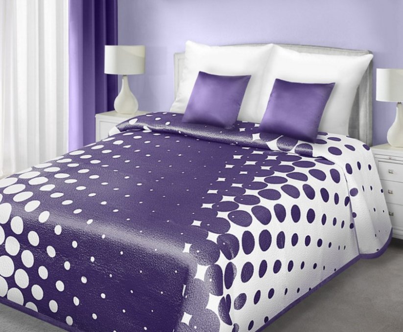 Luxusní bílo fialové oboustranné přehozy přes postel