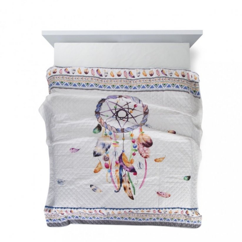 Kvalitní přehoz na postel s barevným lapačem snů