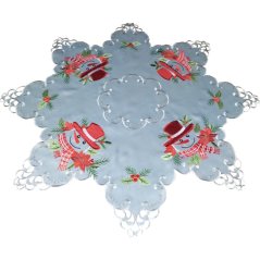 Față de masă gri asimetrică cu broderie de om de zăpadă