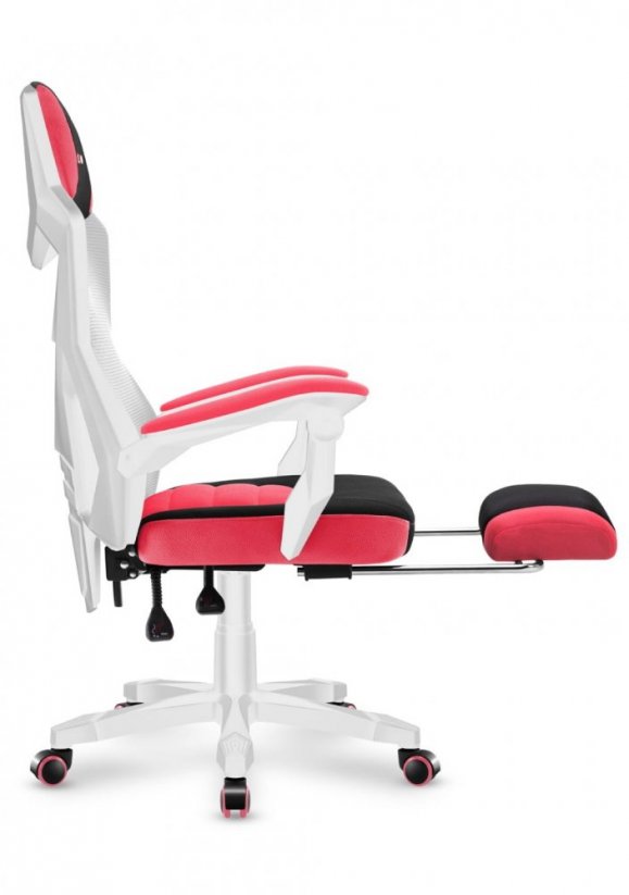 Ергономичен розов гейминг стол с поставка за крака COMBAT 3.0