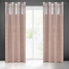 Draperii opace roz, cu aplicare în partea superioară 140x250 cm