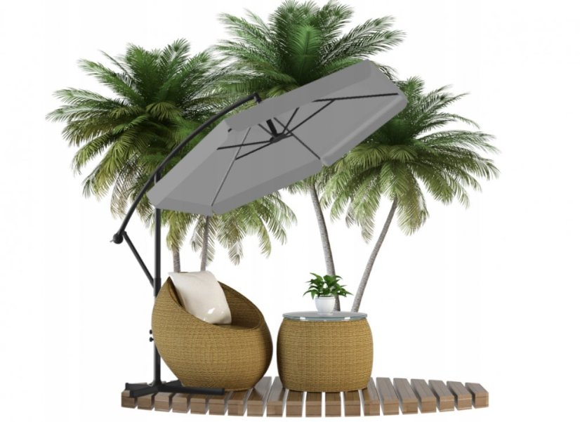 Szürke kerti napernyő LED világítással 3 m