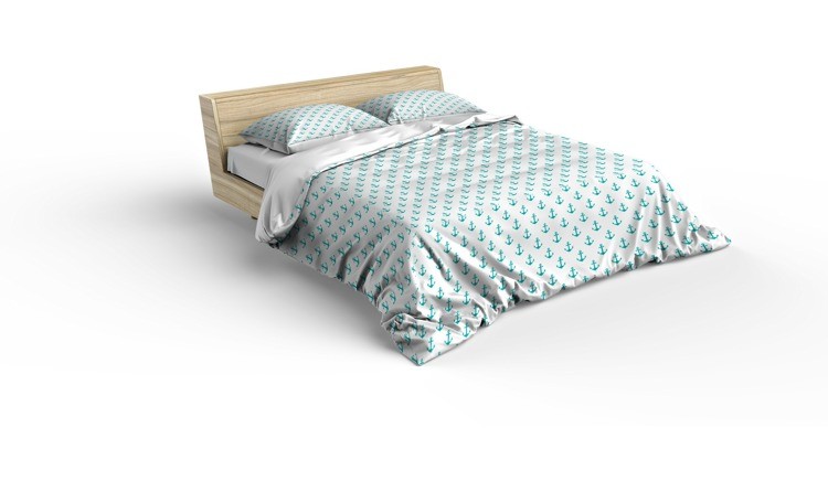 Bijela posteljina s tirkiznim sidrima