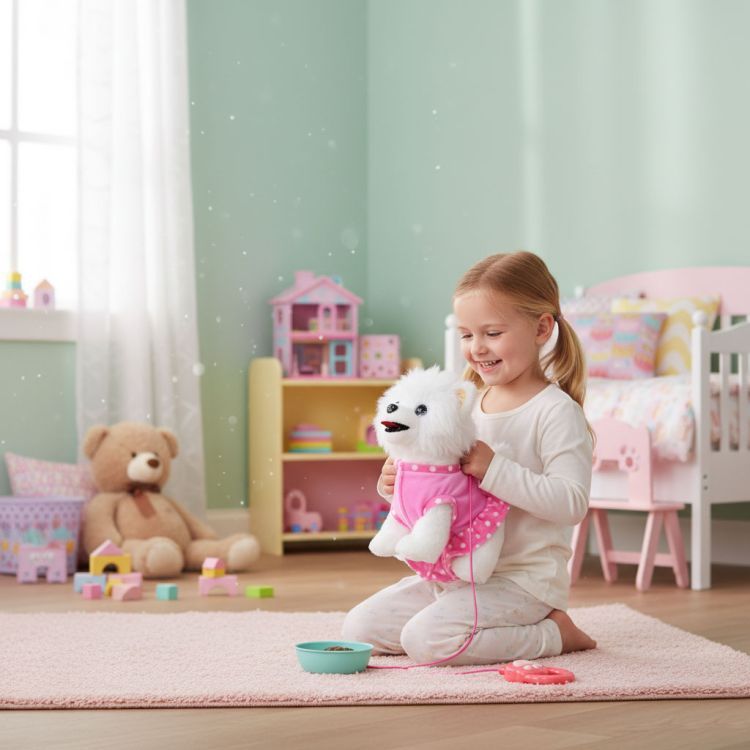 Interaktívny psík na vodítku – hračka pre deti s pohybmi, zvukmi a doplnkami