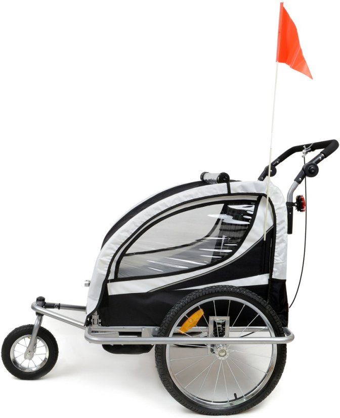 Remorcă pentru biciclete cu 2 locuri + JOGGER negru
