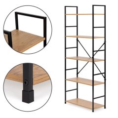 Fából készült polc fémkerettel és 5 polccal