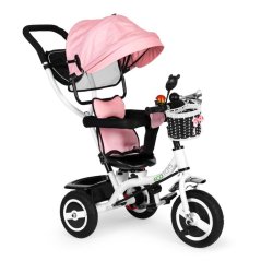 Tříkolka, kočárek růžová a bílá ECOTOYS