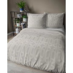 Flanelové posteľné obliečky - béžové s geometrickým vzorom