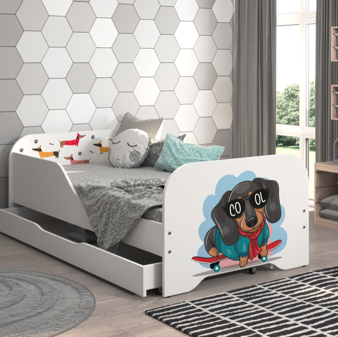 Kompletná detská posteľ 160 x 80 cm s matracom a roštom - SKATE DOG Kompletná detská posteľ 160 x 80 cm s matracom a roštom - SKATE DOG