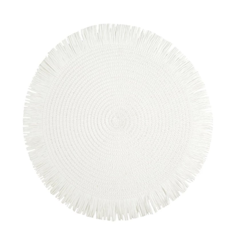 Okrúhla podložka v boho štýle so strapcami - prestieranie 38 cm