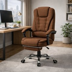 Bürostuhl BOSS mit Fußstütze - brauner Stoff