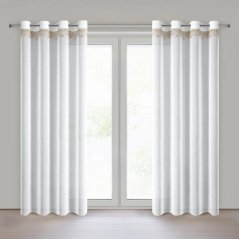 Vianočná biela záclona so zlatou aplikáciou hviezd