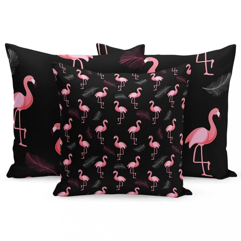 Fekete díszpárnahuzat Flamingo