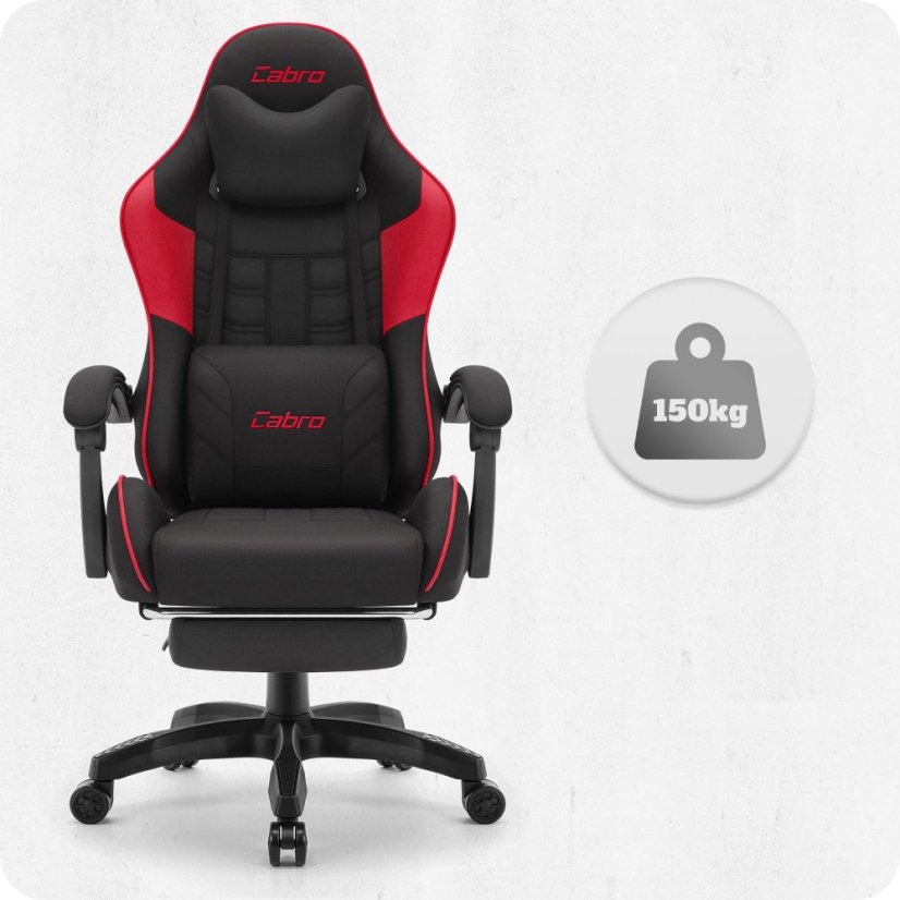 CABRO C501 gamerska stolica s osloncem za noge, do 150 kg, crna i crvena