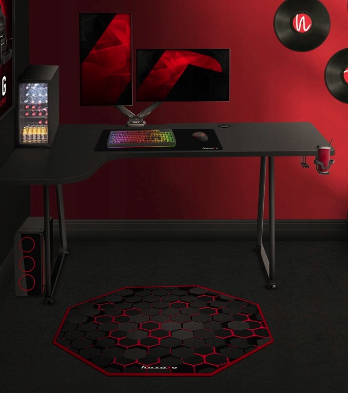 Rohový herný stôl v čiernej farbe
