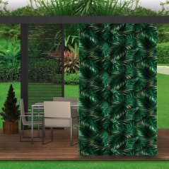 Zelena zavjesa za vrtni paviljon s motivom lišća 155x220 cm