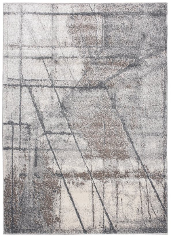 Beige-grauer Designteppich mit abstraktem Muster 