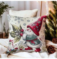 Vánoční gobelínový povlak na polštář - Elf a vánoční růže