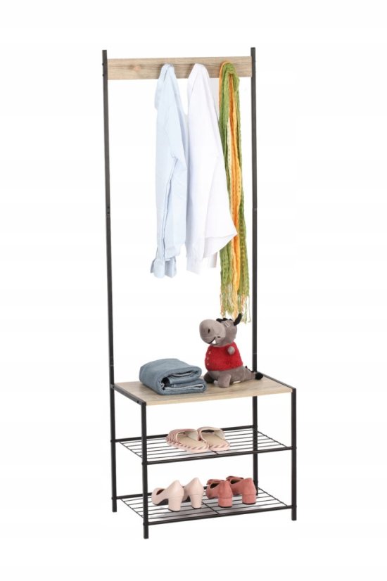 Szabadon álló ruhafogas kampókkal és polcokkal - 60 x 40 x 175 cm