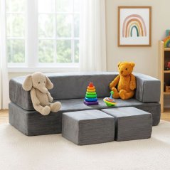 Dunkelgraues modulares Kindersofa - 4 Teile