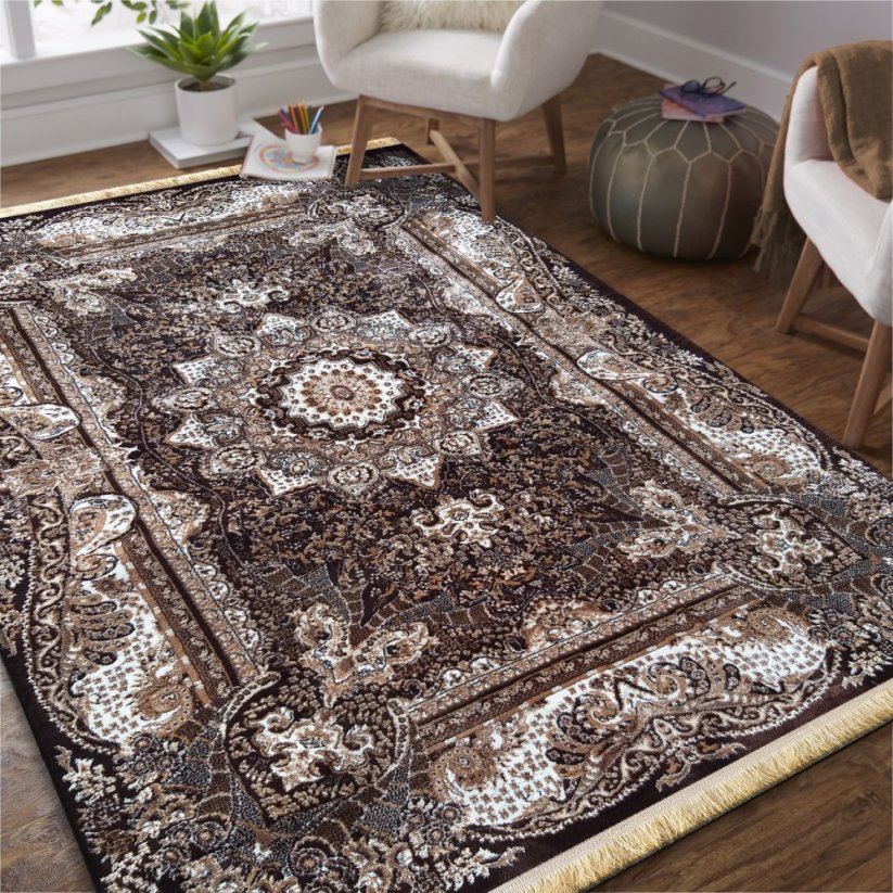 Brauner Vintage-Teppich mit Mandala