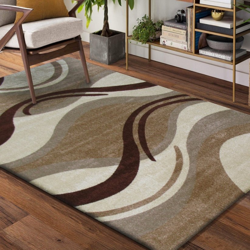 Krémovo hnedý koberec s vlnkami