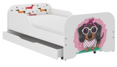 Пълно детско легло 140 x 70 cm с матрак и решетка -  SWEET DOG