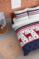 Flanelové posteľné obliečky modré s vianočným motívom