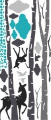 Blauer Wandaufkleber für Kinder - Hirsch 115 x 240 cm