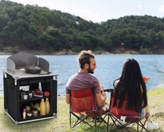 Bucătărie practică de camping cu compartimente 76 x 55 cm - negru