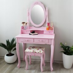 Модерна тоалетка със стол в розово