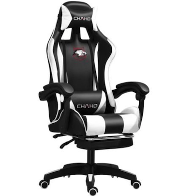 Удобен геймърски стол в черно и бяло