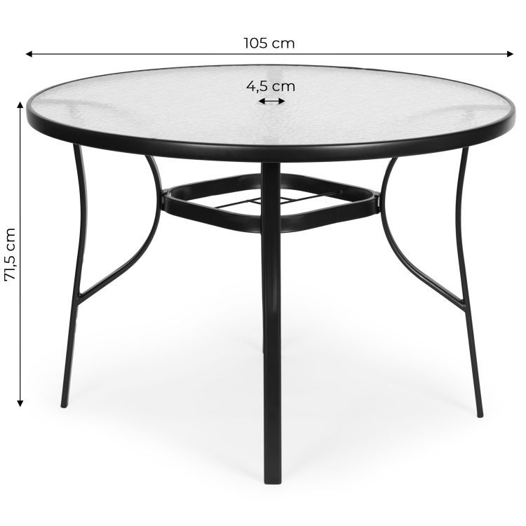 Okrúhly sklenený záhradný stôl 105 cm
