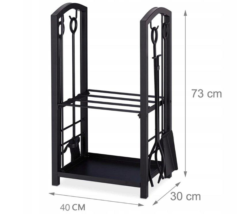 Kandallófa állvány tartozékokkal 73 x 40 x 30 cm