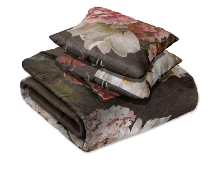 Ágynemű pamut szaténból - bazsarózsa sötét háttérrel