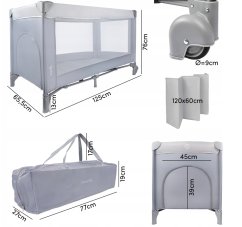 Utazási kiságy összecsukható matraccal 60 x 120 cm