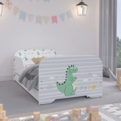 Gyerekágy ágyneműtartóval 140 x 70 cm - Mesebeli sárkány