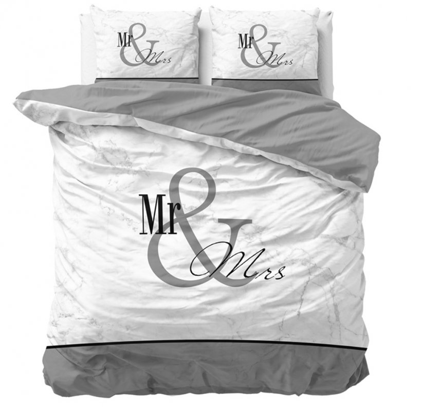 Sivé posteľné obliečky pre páry MARBLE