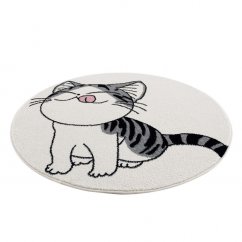 Tappeto rotondo color crema con gatto